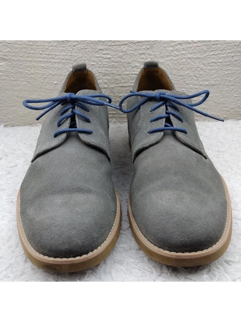 Johnston & Murphy Men's Grey Suede Leather Upper Lace Up Low Heel Oxford Shoe